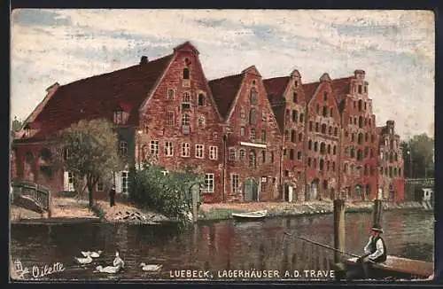 AK Lübeck, Lagerhäuser an der Trave