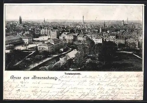 AK Braunschweig, Totalansicht, Panorama der Stadt