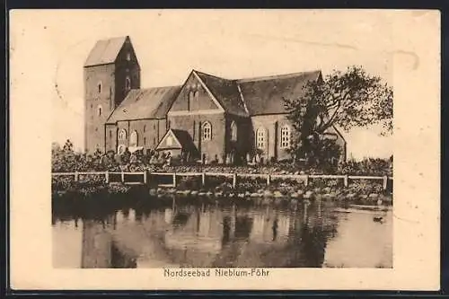 AK Nieblum a. Föhr, Blick zur St. Johanniskirche