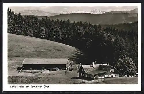 AK Isny, Gasthaus Schletteralpe am Schwarzen Grat