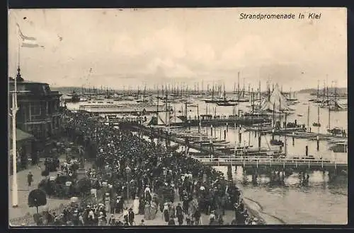 AK Kiel, Strandpromenade mit Menschenmenge