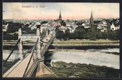 AK Mülheim a. d. Ruhr, Ortsansicht mit Brücke