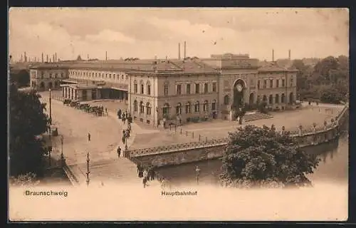 AK Braunschweig, Hauptbahnhof aus der Vogelschau