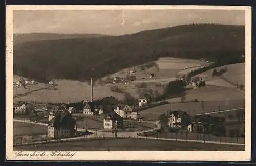 AK Heidersdorf, Ortsansicht aus der Vogelschau