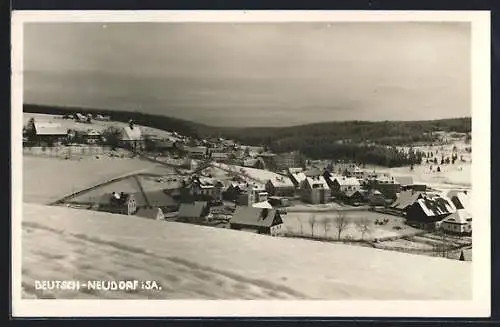 AK Deutsch-Neudorf i. Sa., Ortsansicht im Winter