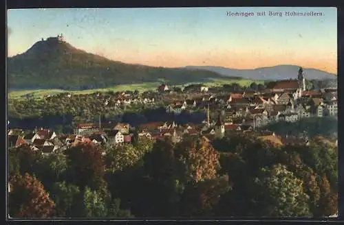 AK Hechingen, Ortsansicht mit Burg Hohenzollern