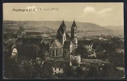 AK Freyburg a. U. I., Ortsansicht mit Kirche