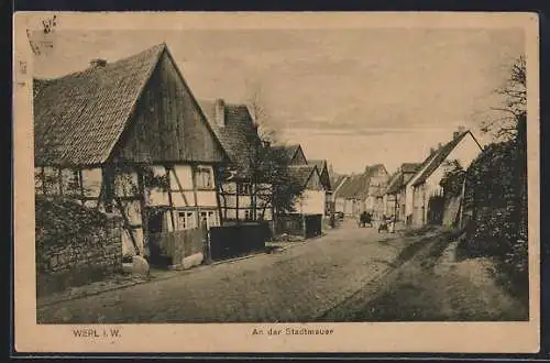 AK Werl i. W., An der Stadtmauer