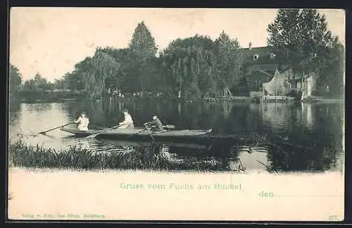 AK Heidelberg / Neckar, Fuchs am Buckel, Ruderer auf dem Wasser