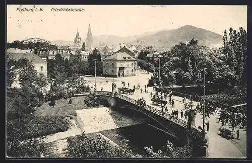 AK Freiburg i. B., Friedrichsbrücke aus der Vogelschau