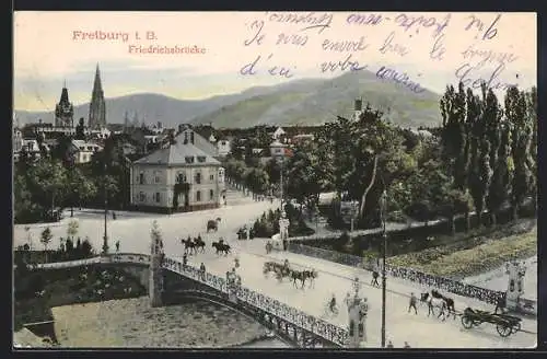 AK Freiburg i. B., Partie mit Friedrichsbrücke