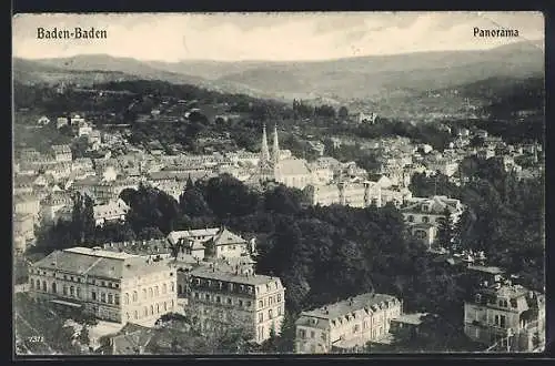 AK Baden Baden, Panorama-Ansicht des Ortes