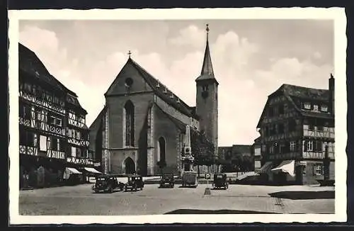 AK Mosbach / Baden, Marktplatz mit evangelischer Kirche