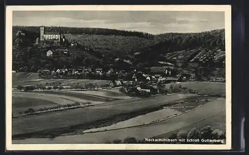 AK Neckarmühlbach, Teilansicht mit Schloss Guttenberg