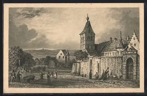 Künstler-AK Reichenau / Bodensee, Kloster Reichenau 1830