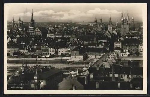 AK Würzburg, Teilansicht mit Kirche