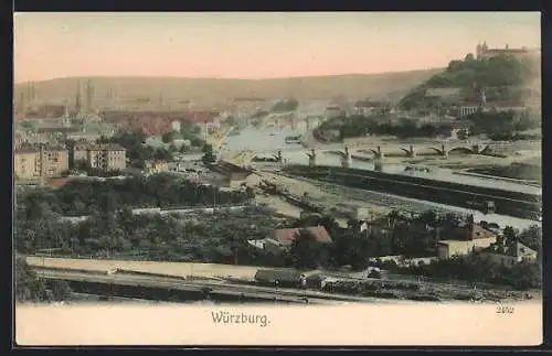 AK Würzburg, Panorama mit Festung