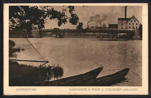 AK Schweinfurt, Mainpartie mit Wehr- und Schleusen-Anlagen