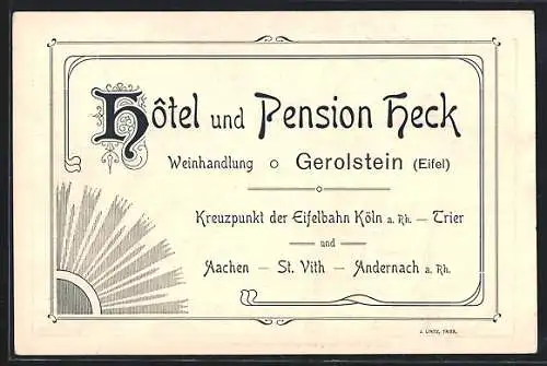 AK Gerolstein /Eifel, Hotel und Pension Heck