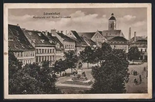 AK Schweinfurt, Marktplatz mit Rückertdenkmal