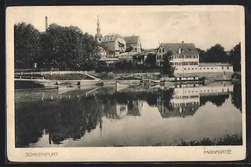 AK Schweinfurt, Ortsansicht mit Main