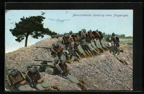 AK Bevorstehende Landung eines Flugzeuges