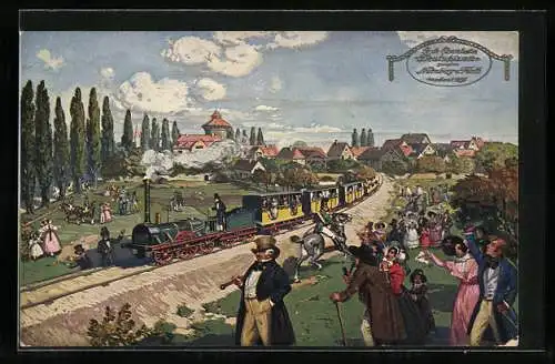 AK Erste Eisenbahn Deutschlands zwischen Nürnberg u. Fürth 1835