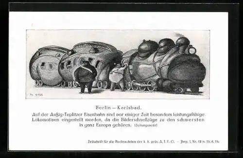Künstler-AK Lokomotive der Aussig-Teplitzer Eisenbahn der Firma Hanomag