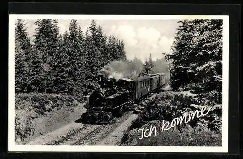 AK Eisenbahn fährt durch einen Wald