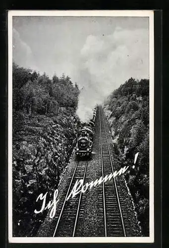 AK Eisenbahn in den Berg in Fahrt