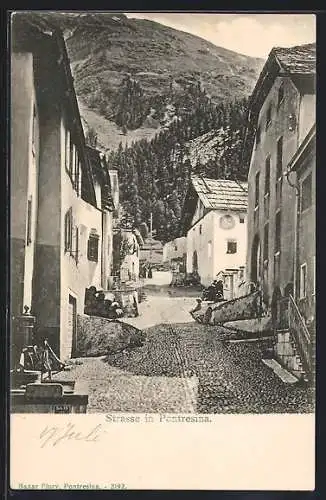 AK Pontresina, Dorfpartie mit Strasse