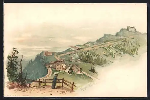Lithographie Rigi-Kulm, Totalansicht