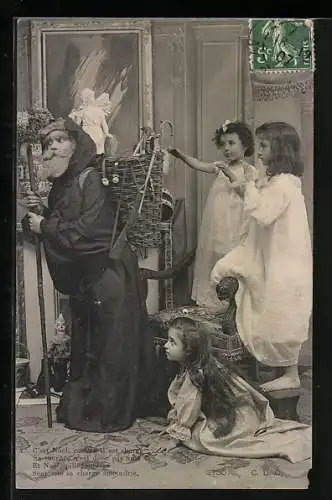 AK Weihnachtsmann mit Kindern