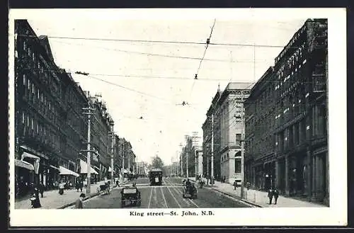 AK St. John, King Street, Strassenbahn