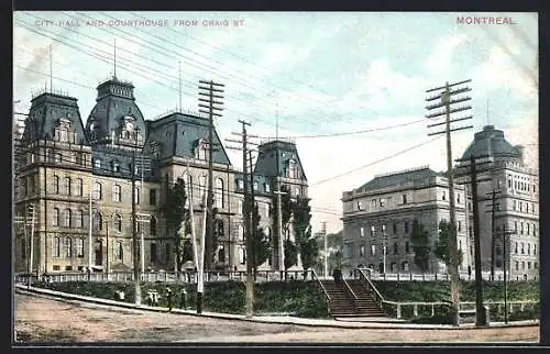 AK Montreal, City Hall and Courthouse from Craig Street