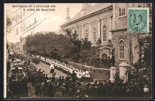 AK S. Anne de Beaupré, Souvenir du 3 Octobre 1909