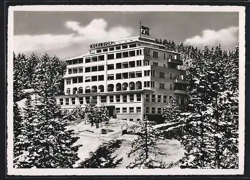 AK Arosa, Neues Excelsior Hotel im Schnee, Bes. H. A. Sieber-Ott