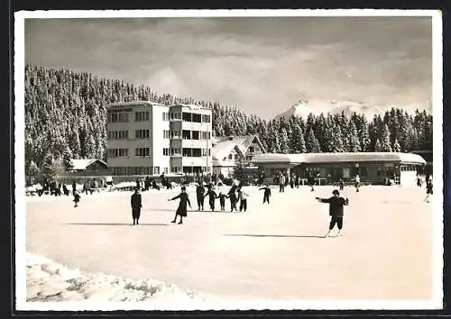 AK Arosa, Hotel Carmenna mit Eisbahn