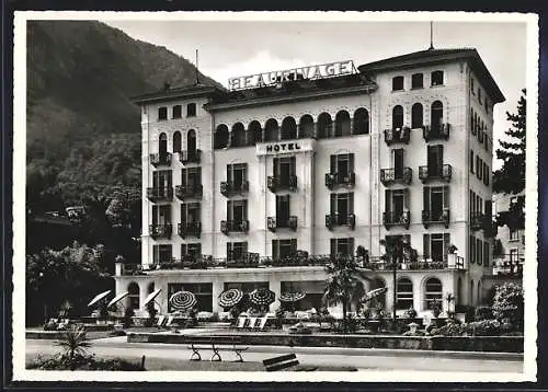 AK Lugano, Paradiso, Hotel Beaurivage mit Garten