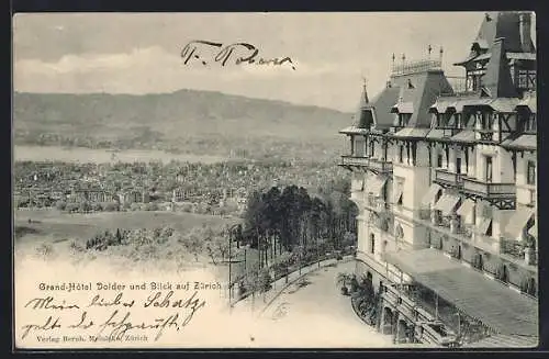AK Zürich, Grand Hotel Dolder, Blick auf die Ortschaft