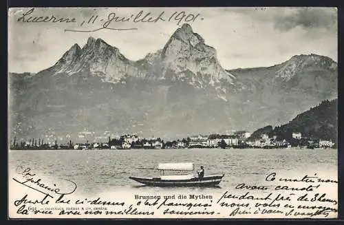 AK Brunnen, Ortsansicht gegen die Mythen