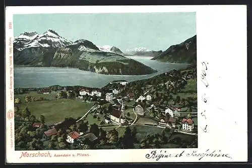 AK Morschach, Gesamtansicht mit Axenstein und Pilatus