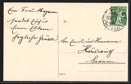 AK Bern, Nydeckbrücke und Alpen