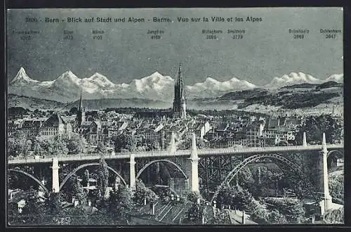AK Bern, Blick auf Stadt und Alpen