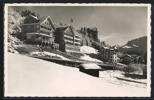 AK Arosa, Hotel Bellevue im Schnee