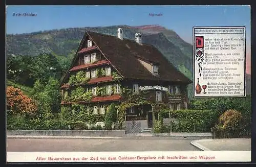 AK Goldau, Gasthaus zum Bauernhof mit Rigi-Kulm