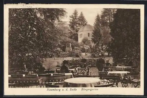 AK Naumburg a. d. Saale, Cafe Bürgergarten mit Denkmal