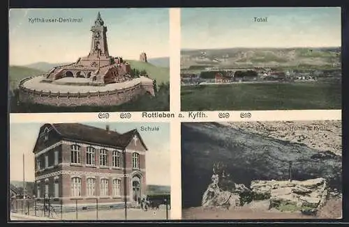 AK Rottleben a. Kyffh., Schule, Kyffhäuser-Denkmal, Barbarossa-Höhle