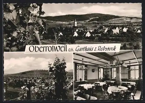 AK Oberrotweil, Ortspanorama, Weinberg, Gasthaus Zum Rebstock