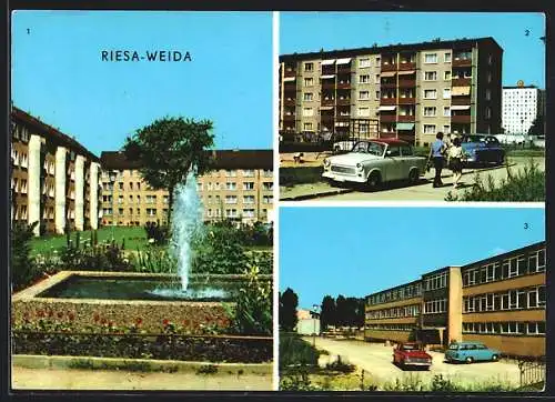 AK Riesa-Weida, Greifswalder Strasse, Villerupter Strasse und 1. Oberschule